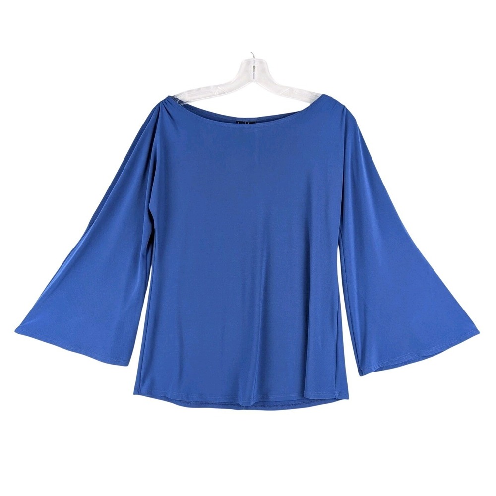 Nicole Miller Bell Sleeve Top Womens Small Royal Blue Boat Neck NWT T6473M